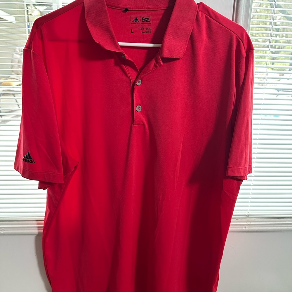 Adidas Red Polo Shirt Classic Knit Design